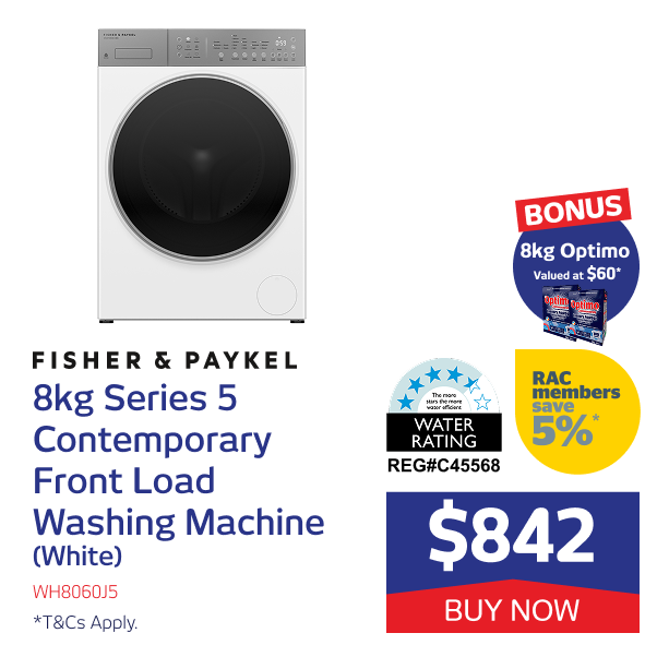 8kg Series 5 Contemporary Front Load Washing Machine (White)