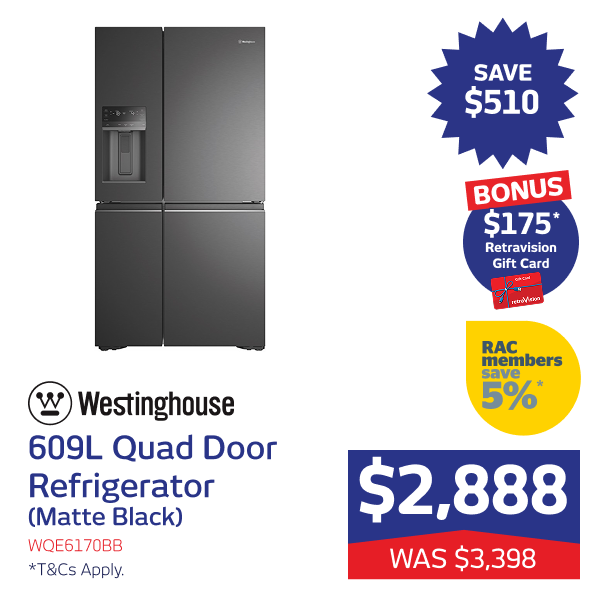 609L Quad Door Refrigerator (Matte Black)