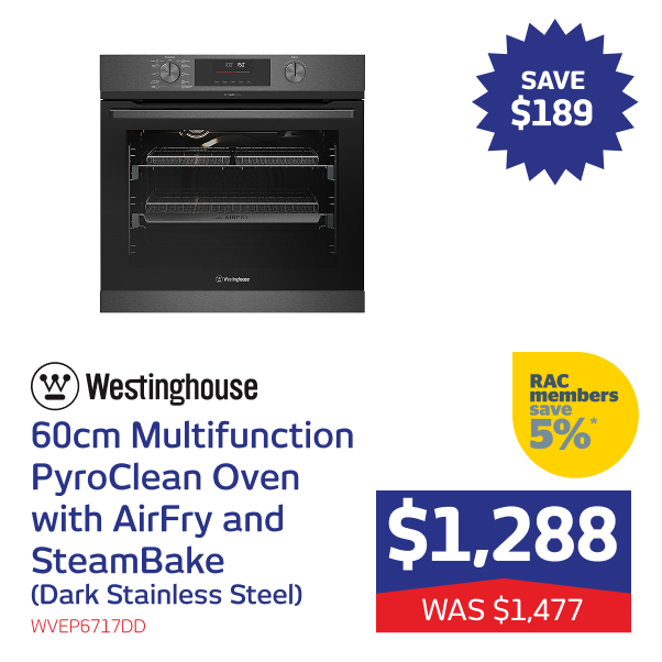 60cm Multifunction PyroClean Oven with AirFry and SteamBake (Dark Stainless Steel)