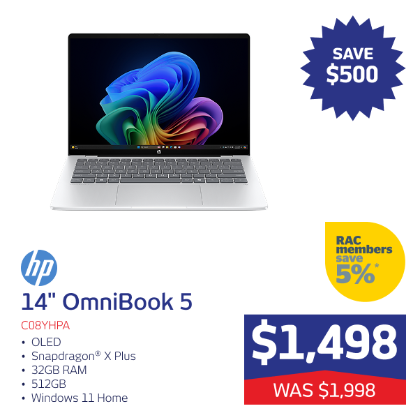 14" OmniBook 5 OLED Snapdragon X Plus 32GB RAM 512GB W11H