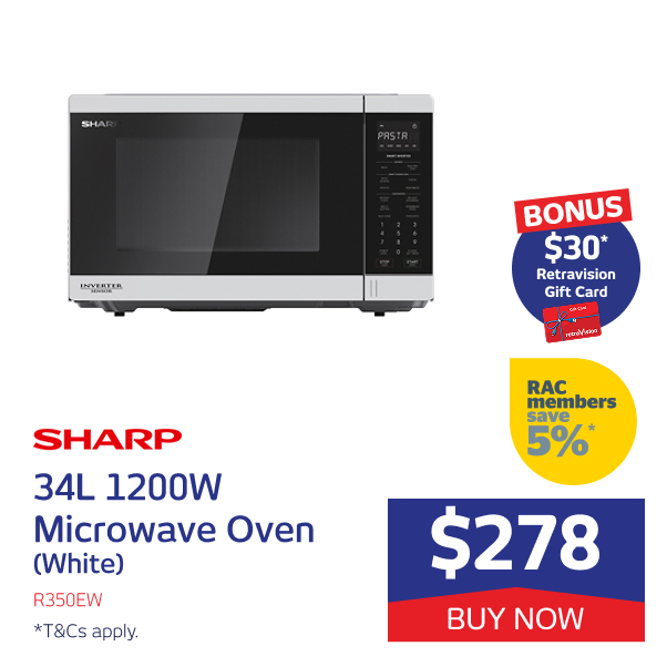 34L 1200W Microwave Oven (White)