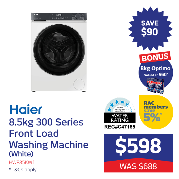 8.5kg 300 Series Front Load Washing Machine (White)
