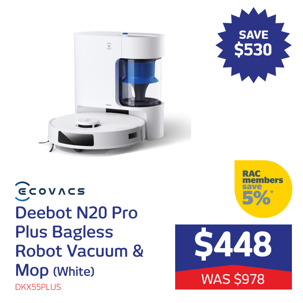 Deebot N20 Pro Plus Bagless Robot Vacuum & Mop (White)