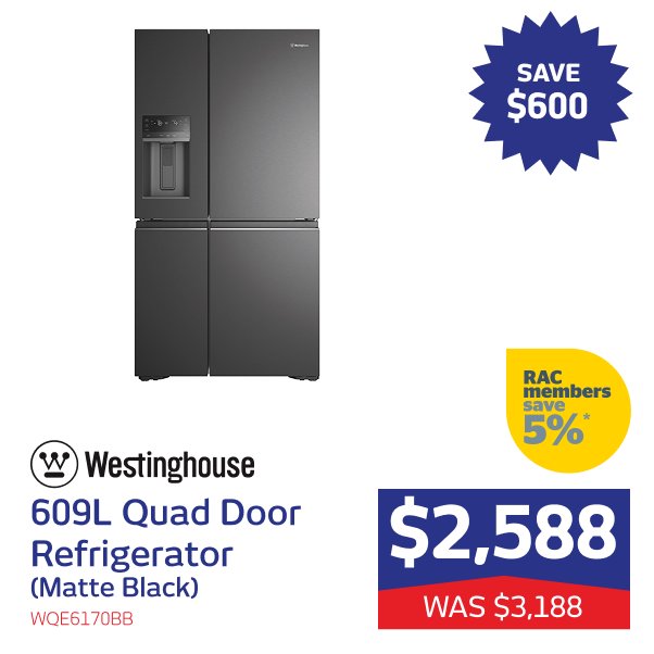 609L Quad Door Fridge (Matte Black)