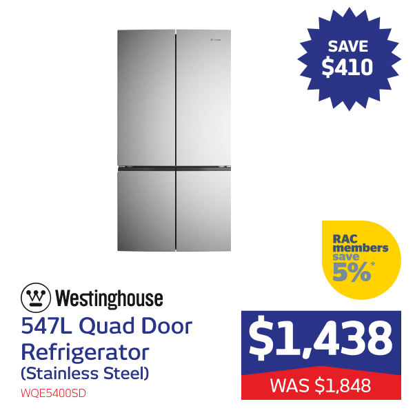 547L Quad Door Fridge (Stainless Steel)