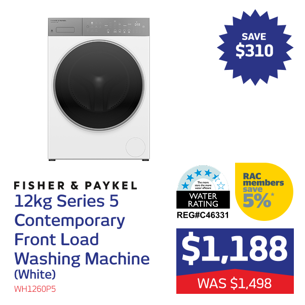 12kg Series 5 Contemporary Front Load Washing Machine (White)