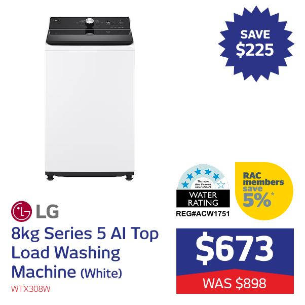 8kg Series 5 AI Top Load Washing Machine (White)