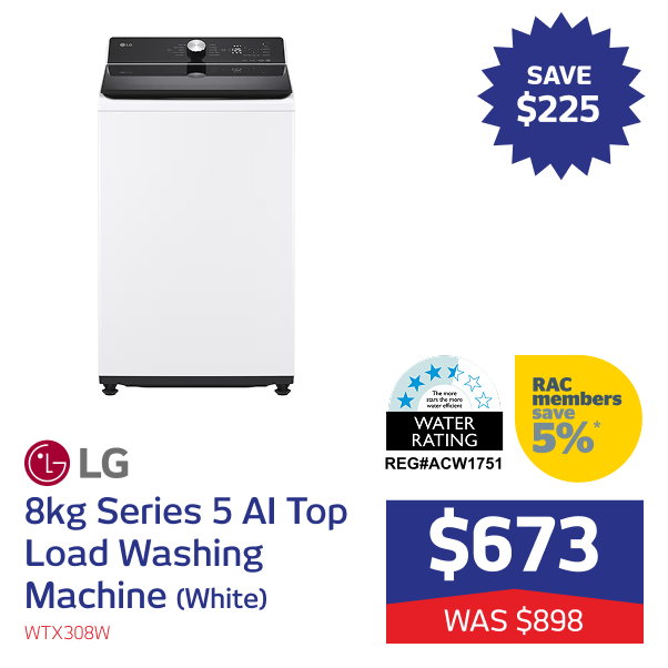 8kg Series 5 AI Top Load Washing Machine (White)
