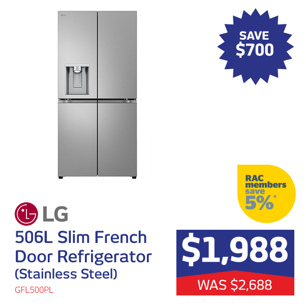 506L Slim Quad Door Refrigerator (Stainless Steel)