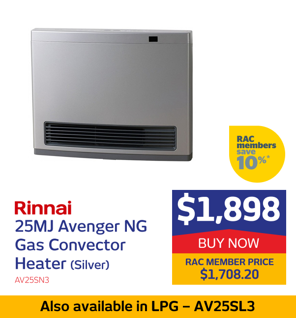 25MJ Avenger NG Gas Convector Heater (Silver)