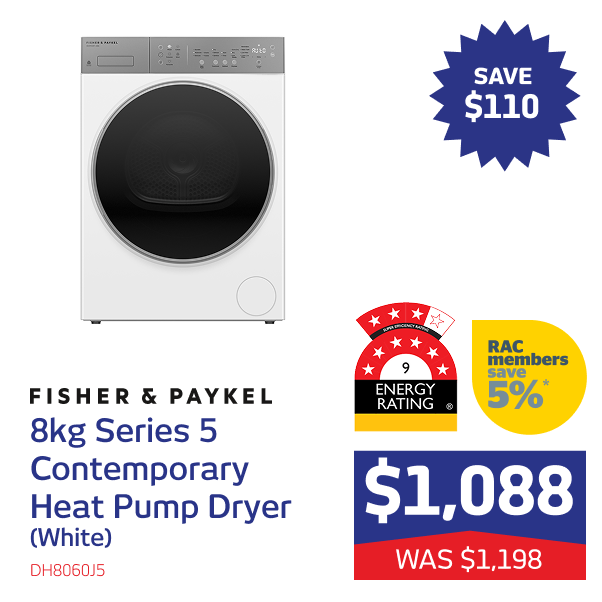 8kg Series 5 Contemporary Heat Pump Dryer (White)