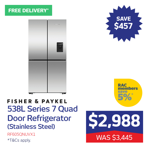 538L Series 7 Quad Door Refrigerator Freezer, Ice & Water