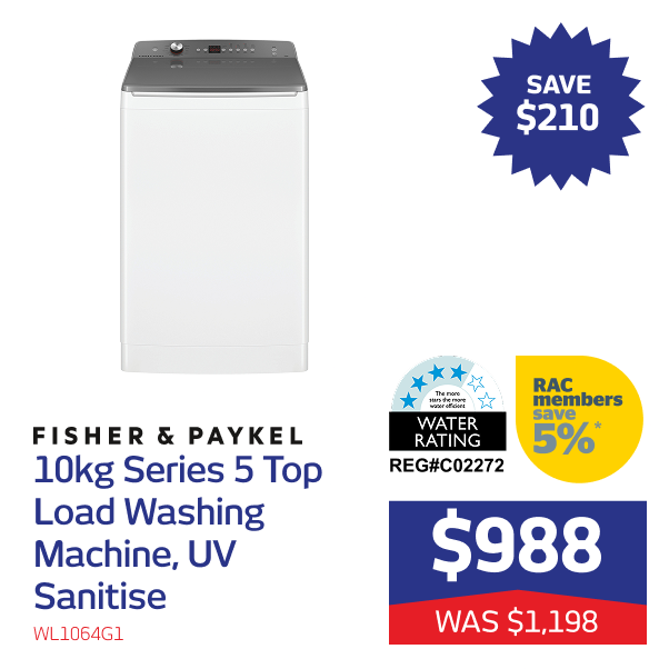 10kg Series 5 Top Loader Washing Machine, UV Sanitise