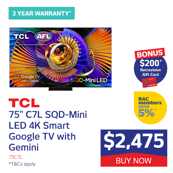75" C7L SQD-Mini LED 4K Smart Google TV with Gemini