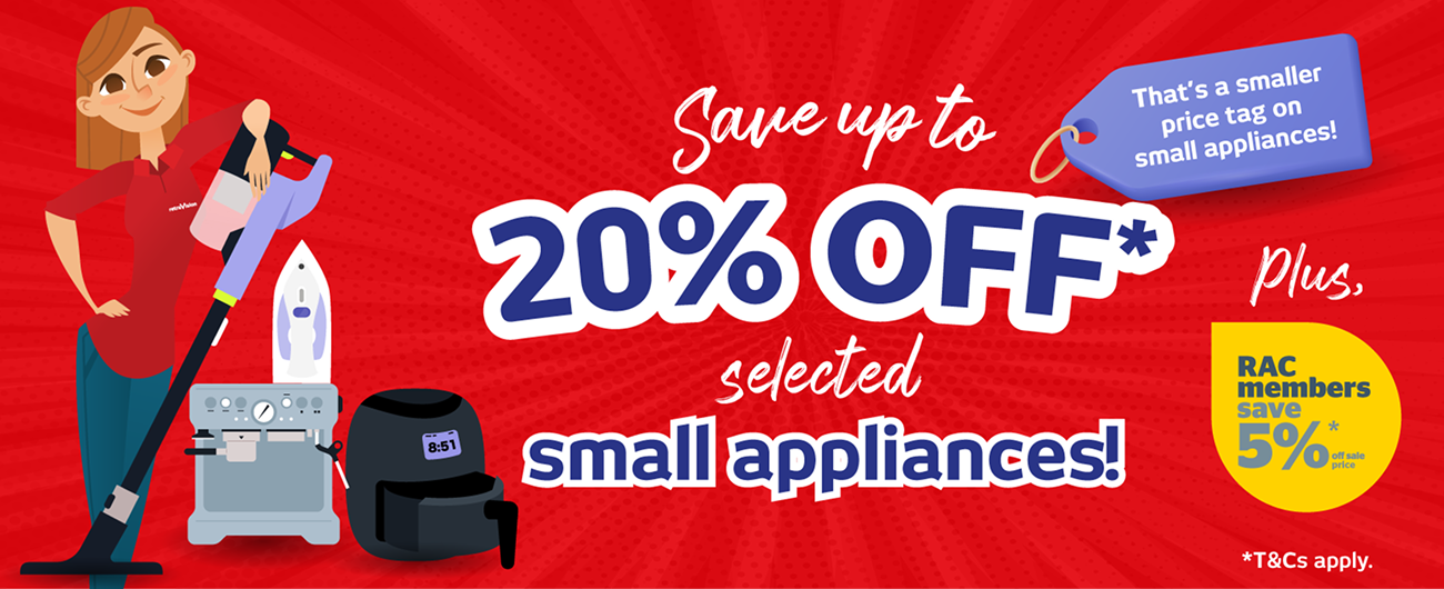 Save up to 20% off selected small appliances at Retravision!