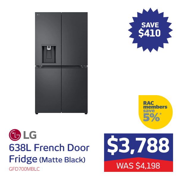 638L Quad Door Fridge (Matte Black)