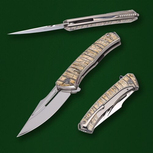 Коллекционный авторский складной нож ручной работы NL Knives Аурум 9.5 см NL/AURUM-B-MAM-M398MPOL