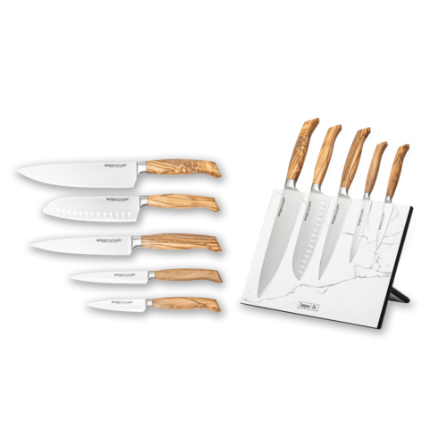 Набор из 5-ти кухонных ножей Berger Cutlery на магнитной подставке RZ/BC-Olive-5-MPDN52084OA12