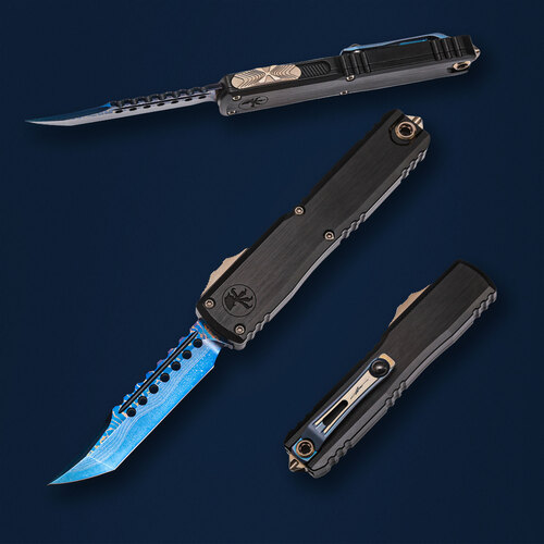 Кастомный автоматический фронтальный выкидной нож Anthony Marfione Ultratech Gen III ZBP Hellhound 8.9 см 1119-16MS2