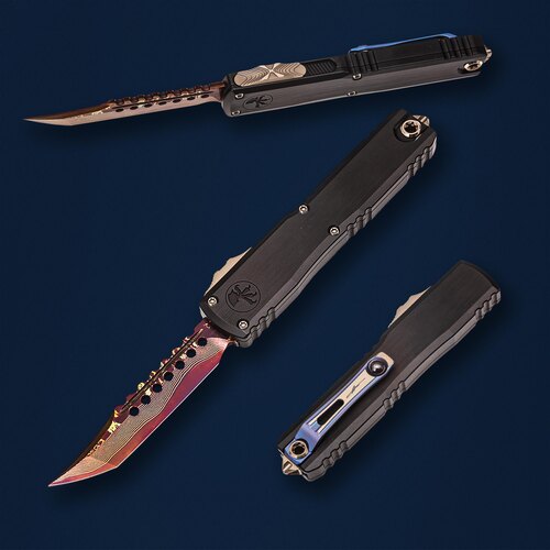 Кастомный автоматический фронтальный выкидной нож Anthony Marfione Ultratech Gen III ZBP Hellhound 8.9 см 1119-16MS3