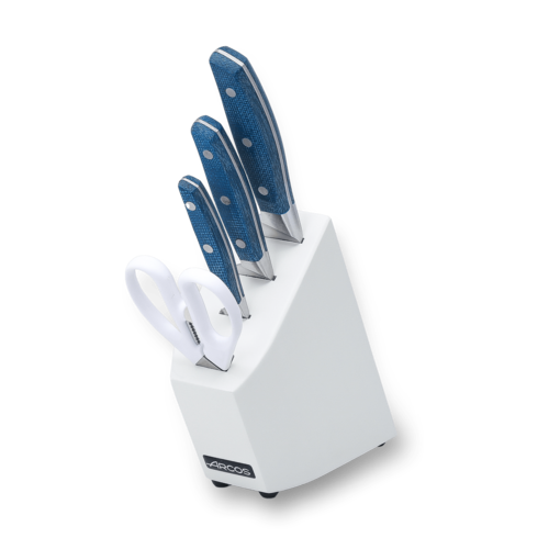 Набор из 3-х кухонных ножей Arcos Brooklyn + ножницы на подставке 194000