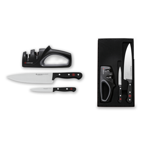 Набор из 2-х кухонных ножей Wuesthof Gourmet и ручной точилки 9654-1
