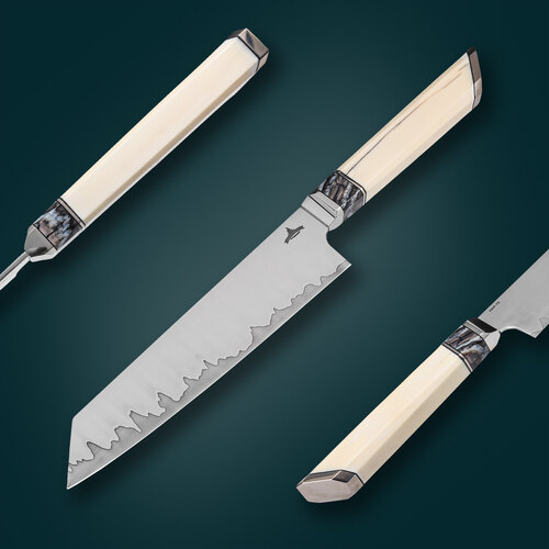 Эксклюзивный поварской кухонный нож кирицуке Мастерская Дмитрия Кострова 17.см KV/KIRITSUKE-1