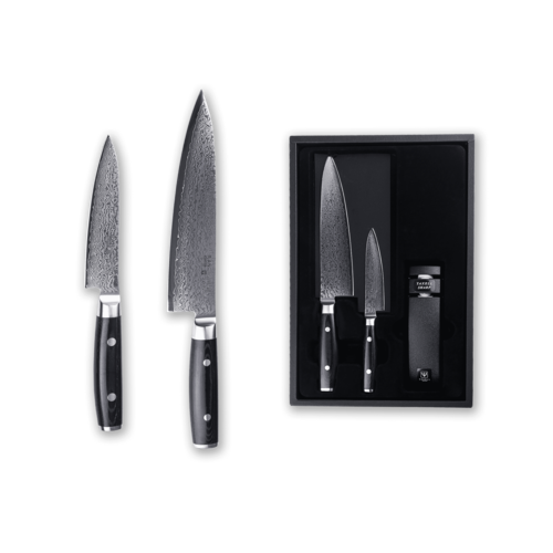 Набор из 2-х кухонных ножей Yaxell Ran и точилки YA36000-003