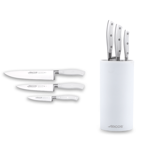 Набор из 3-х кухонных ножей Arcos Riviera Blanca на подставке AR237944W