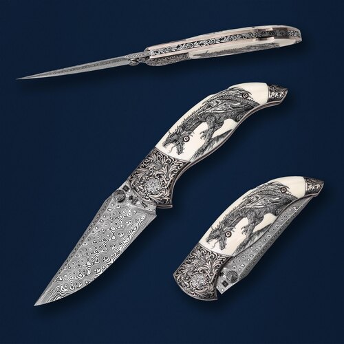 Коллекционный складной нож ТМ Дамаск Дракон FD/DN