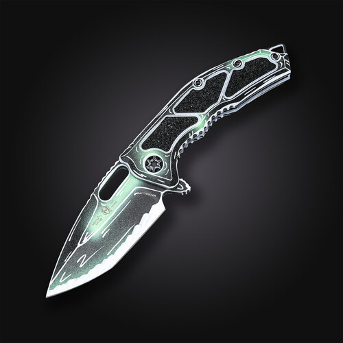 Складной нож Heretic Knives Medusa Tanto Negative Cel Shade Toxic Green 8.6 см H009-NCS-TX