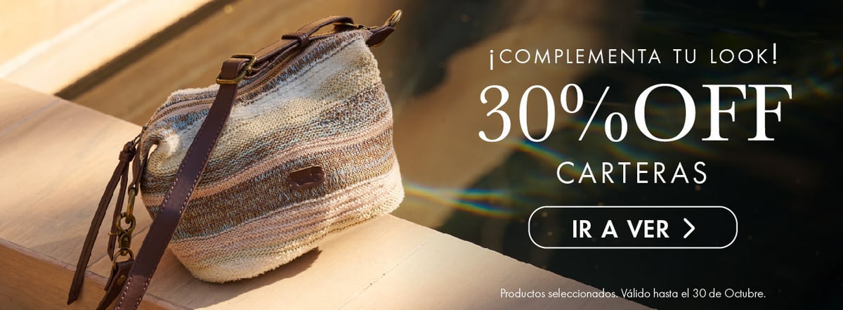 complementa tu look 30% off en carteras