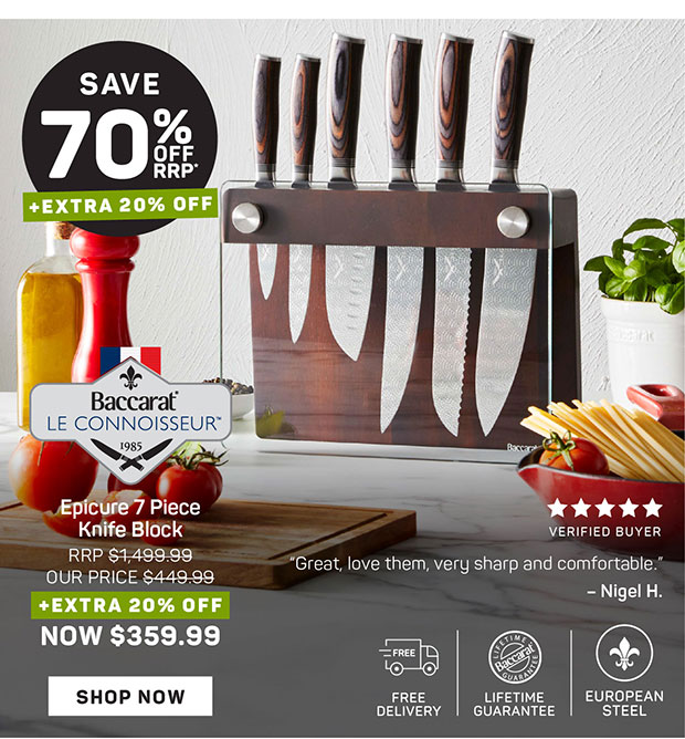 Baccarat Le Connoisseur Epicure 7 Piece Knife Block