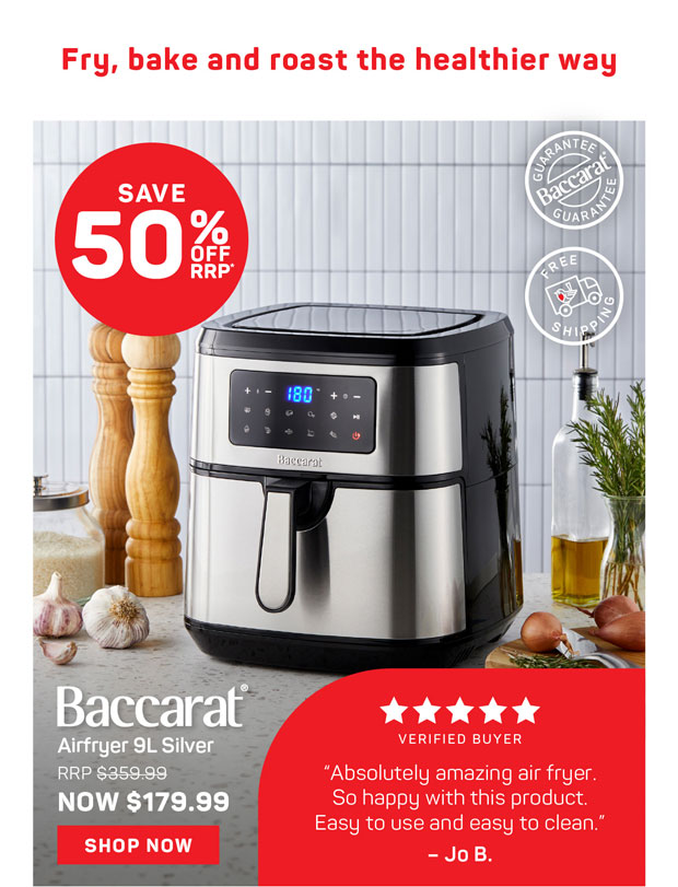 Baccarat The Healthy Fry 9L Air Fryer Silver