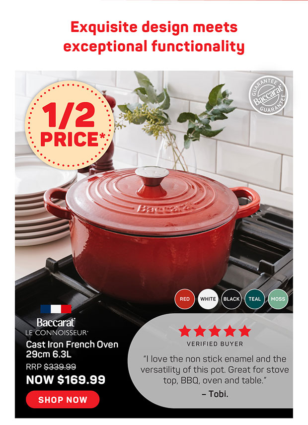 Baccarat Le Connoisseur Cast Iron Round French Oven 29cm 6.3L