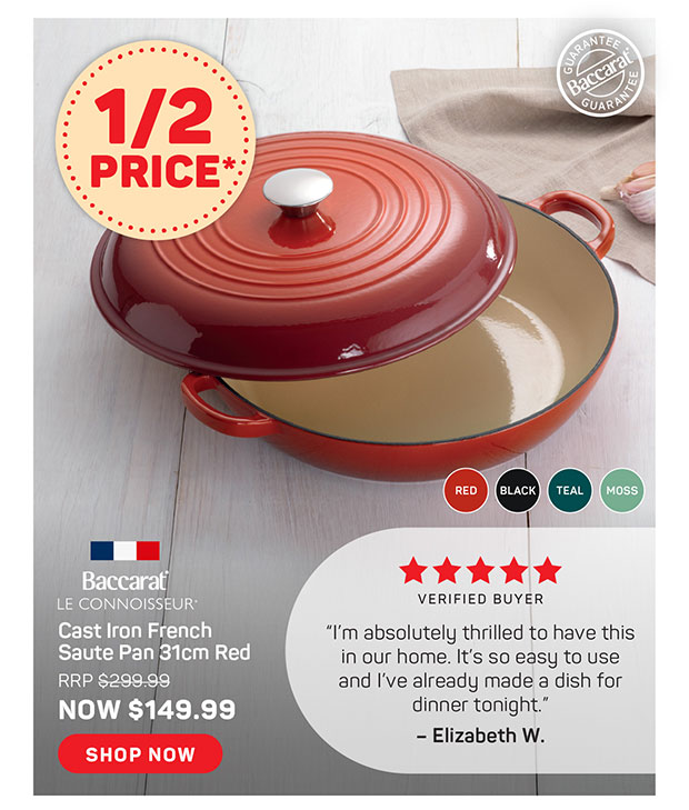 Baccarat Le Connoisseur Cast Iron French Saute Pan 31cm Red