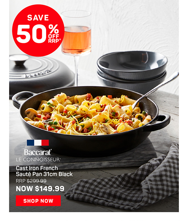 Baccarat Le Connoisseur Cast Iron French Saute Pan 31cm Black