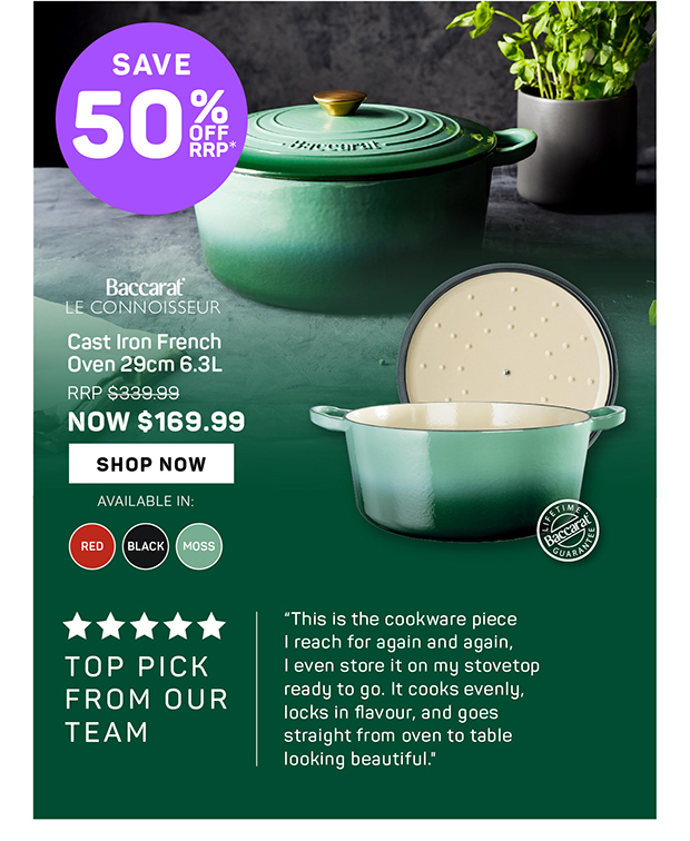 Baccarat Le Connoisseur Cast Iron Round French Oven 29cm 6.3L