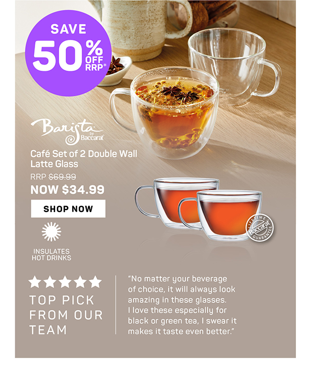 Baccarat Barista Café Set of 2 Double Wall Latte Glass