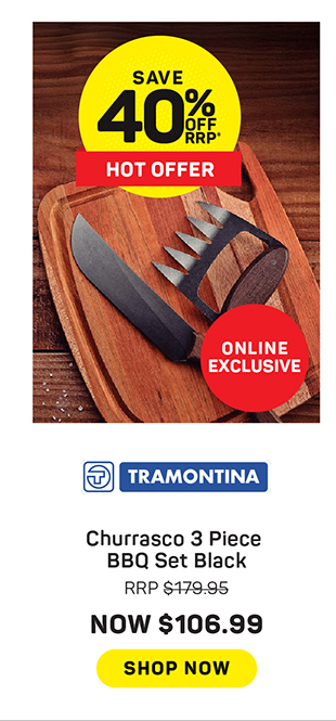 Tramontina Churrasco 3 Piece BBQ Set Black