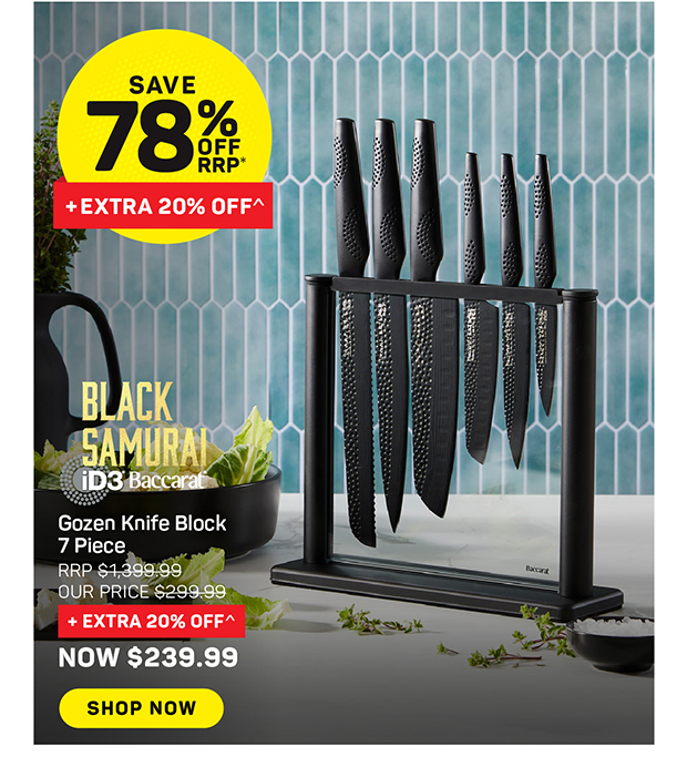 Baccarat iD3 BLACK SAMURAI Gozen Knife Block 7 Piece