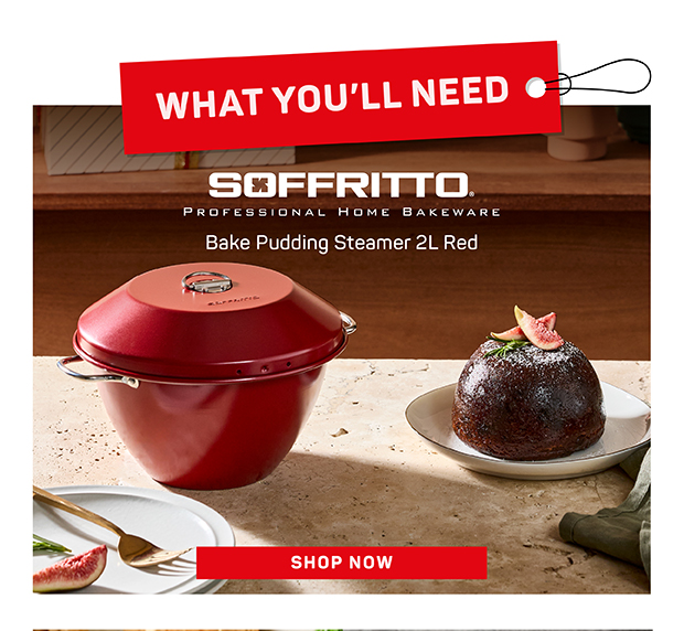 Soffritto Professional Bake Pudding Steamer 2L Red