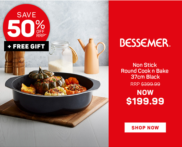 Bessemer Non Stick Round Cook n Bake 37cm Black