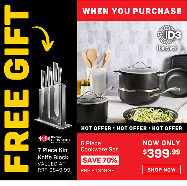 Free Baccarat Damashiro Kin Knife Block 7 Piece When You Purchase Baccarat iD3 6 Piece Cookware Set