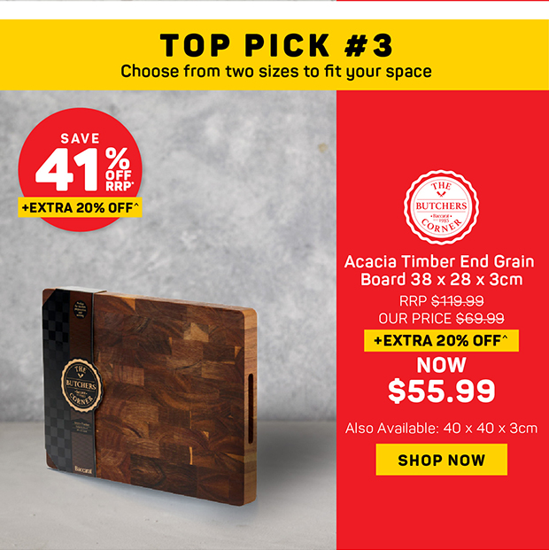 Baccarat Butchers Corner Acacia Timber End Grain Board