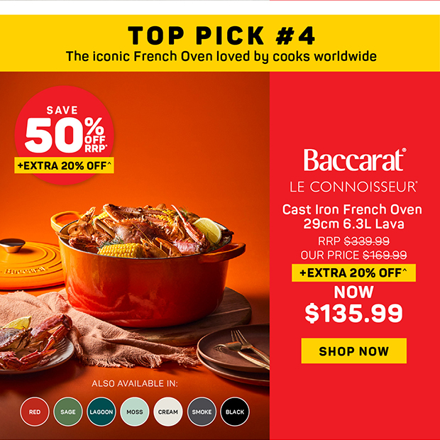 Baccarat Le Connoisseur Cast Iron Round French Oven 29cm 6.3L