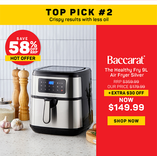 Baccarat The Healthy Fry 9L Air Fryer Silver