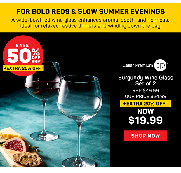 Cellar Premium Burgundy Wine Glass Set of 2