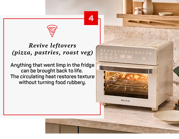 Revive leftovers (pizza, pastries, roast veg)