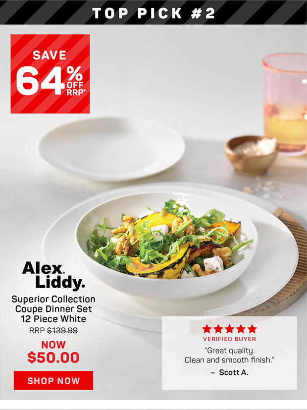 Alex Liddy Superior Collection Coupe Dinner Set 12 Piece White